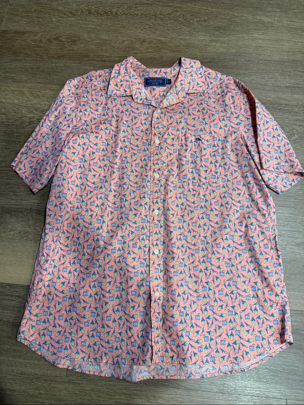 Vineyard Vines Coral Pink Short-Sleeve Button-Down Shirt